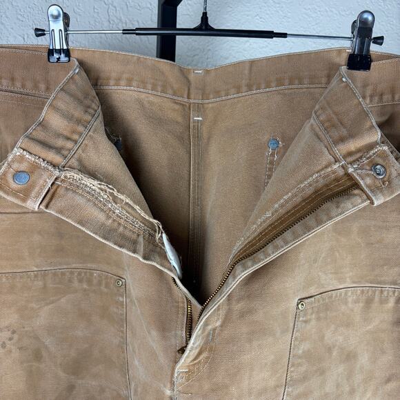 Vintage Carhartt 1970s 80s Tan Double Knee Carpenter Sz 39 Duck Canvas Pants - Picture 4 of 9